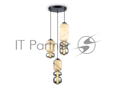 Подвесной светодиодный светильник Ambrella light LH11036/3 BK/MG/SM черный/мраморно-серый/дымчатый 40W 3000K D410*2050
