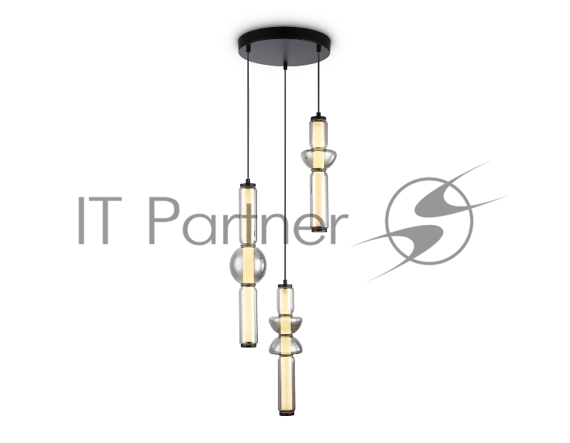 Подвесной светодиодный светильник Ambrella light LH11026/3 BK/SM черный/дымчатый 40W 3000K D380*1720