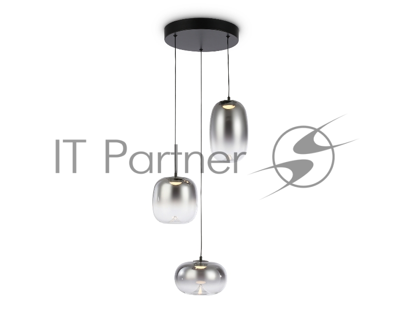 Подвесной светодиодный светильник Ambrella light LH11099/3 BK/SM черный/дымчатый 12W 3000K D350*1505