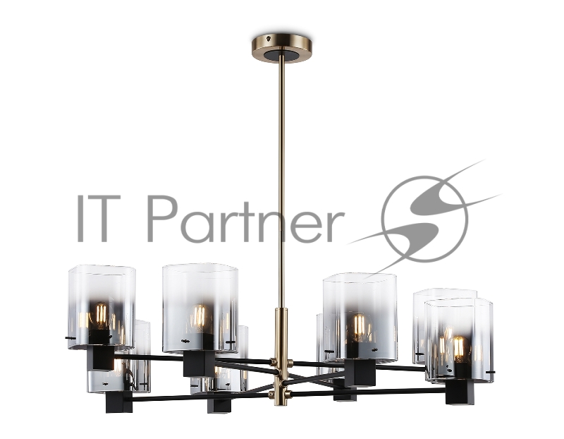 Люстра Ambrella light LH57043/8 BK/DBS/SM черный/темная латунь/дымчатый E14/8 max 40W D830*710