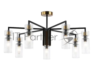 Люстра Ambrella light LH56115/7 BK/BS/CL черный/латунь/прозрачный E14*7 max 40W D705*350