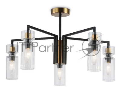 Люстра Ambrella light LH56113/5 BK/BS/CL черный/латунь/прозрачный E14*5 max 40W D605*350