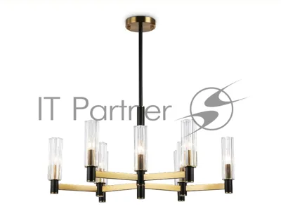 Люстра Ambrella light LH55513/9 BK/BS/CL черный/латунь/прозрачный E14*9 max 40W D760*760