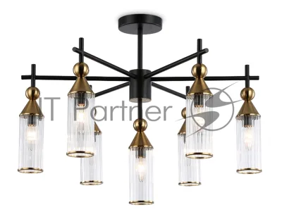 Люстра Ambrella light LH55257/7 BK/BS/CL черный/латунь/прозрачный E14*7 max 40W D640*520