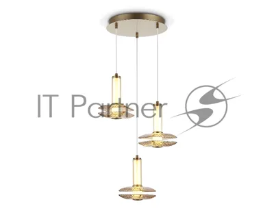 Подвесной светодиодный светильник Ambrella light LH31011/3 BS/TI латунь/янтарь 35W 3000K D450*1790