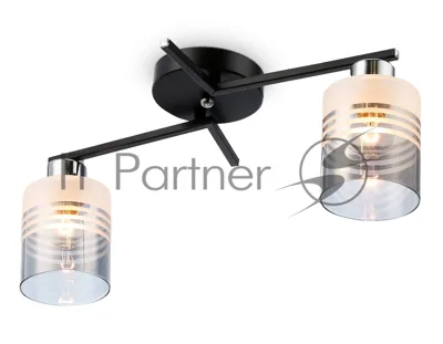 Светильник Ambrella light TR303211/2 BK/CH/SM/FR черный/хром/дымчатый/белый матовый E27*2 max 60W 500*170*200