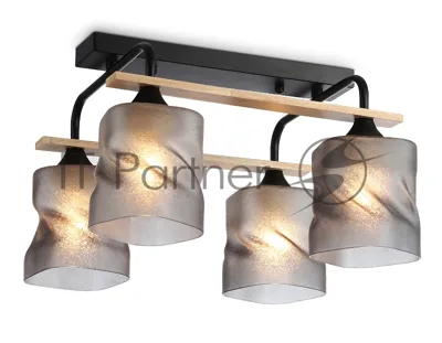 Светильник Ambrella light TR3033249/4 BK/WD черный/дерево E27/4 max 60W 340*340*245