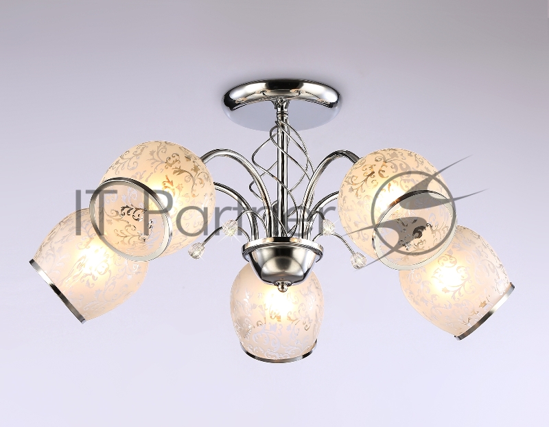 Светильник Ambrella light TR3188/5 CH/CL/FR хром/прозрачный/белый матовый E27/5 max 40W D600*285