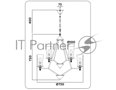 Светильник Ambrella light TR3238/6+3 BK черный E14/9 max 40W D730*720