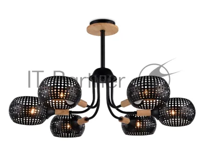 Светильник Ambrella light TR80167/6 BK/LWD черный/светлое дерево E14/6 max 40W D690*370