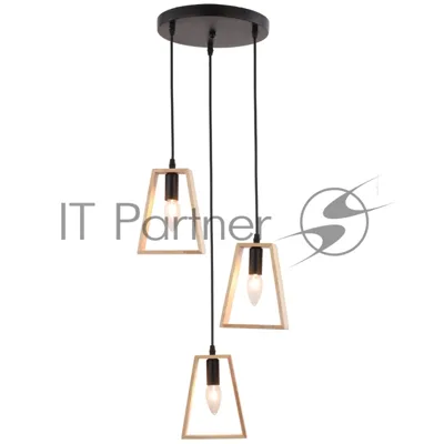 Светильник Ambrella light TR80499/3 BK/LW черный/светлое дерево E14/3 max 60W D350*1000