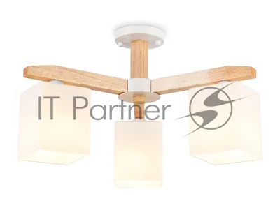 Светильник Ambrella light TR83115/3 WH/LW белый/светлое дерево E27/3 max 40W D580*320