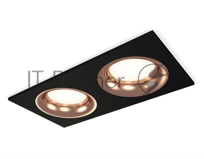 Комплект встраиваемого светильника Ambrella light XC7636006 SBK/PPG черный песок/золото розовое полированное MR16 GU5.3 (C7636, N7015)