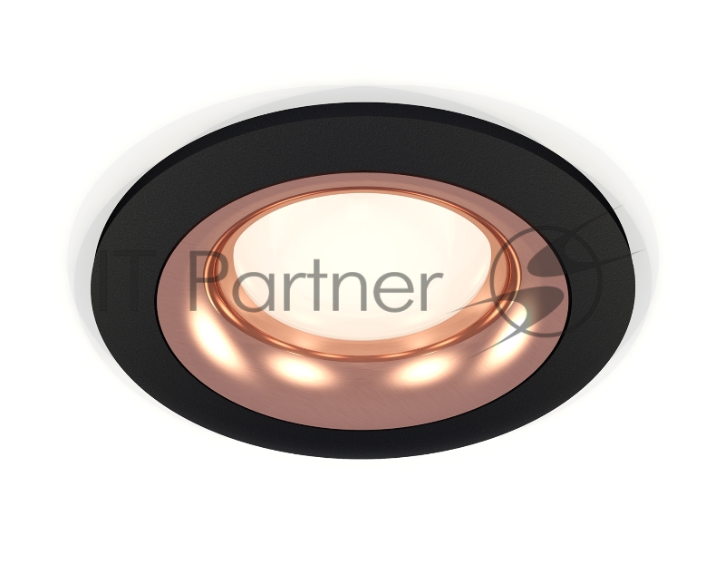 Комплект встраиваемого светильника Ambrella light XC7622006 SBK/PPG черный песок/золото розовое полированное MR16 GU5.3 (C7622, N7015)