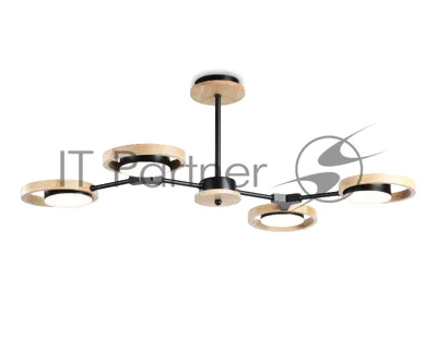 Подвесной светодиодный светильник Ambrella light FL51611/4 BK/LW черный/светлое дерево 3000K/4200K/6400K 28W 825*530*285 (Без ПДУ)