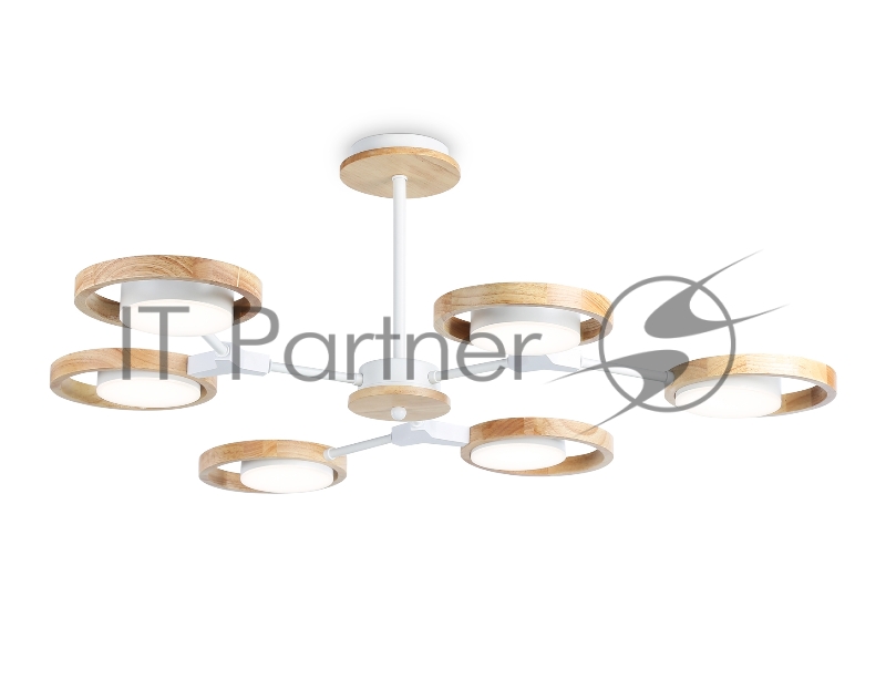 Подвесной светодиодный светильник Ambrella light FL51615/6 WH/LW белый/светлое дерево 3000K/4200K/6400K 42W D825*285 (Без ПДУ)