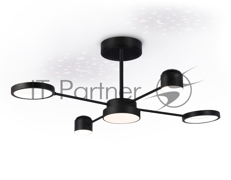 Потолочный светодиодный светильник Ambrella light FL51632/4+1 BK/GD черный/золото 3000K-6400K 48W 910*745*300 (ПДУ ИК)