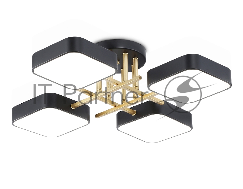 Люстра светодиодная на штанге Ambrella light FL516343/4 BK/GD черный/золото 72W 3000-6000K 550*550*150 (без ПДУ)