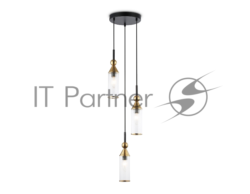 Светильник Ambrella light LH55252/3 BK/BS/CL черный/латунь/прозрачный E14*3 max 40W D230*1200