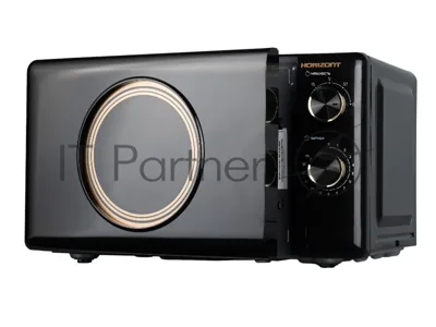 Микроволновая печь Horizont HSM205RBG черный/золотистый, 20 л, 700 Вт, переключатели — поворотный механизм