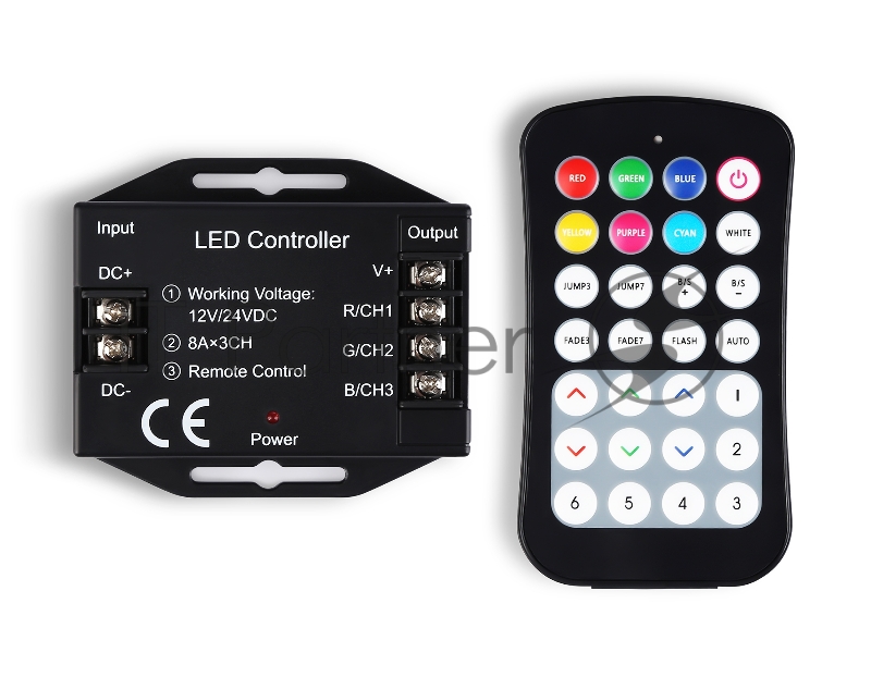 Контроллер GS11351 RGB 24A 12V 288W/ 24V 576W (ПДУ Радио 2.4G CR2025)