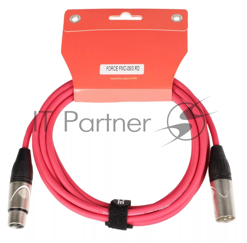Микрофонный кабель FORCE FMC-05/3 RD XLR (F) -XLR (M), разъемы с никелевым корпусом и посеребренными контактами, 3 м, цвет красный