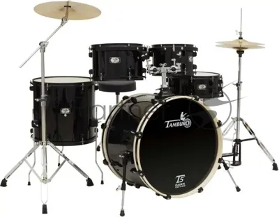 Барабанная установка TAMBURO T5P20DARK из 5 барабанов: 22" бочка, 10" и 12" подвесные томы, 16" напольный том, 14х5.5 малый барабан, фурнитура черного цвета, цвет: черный