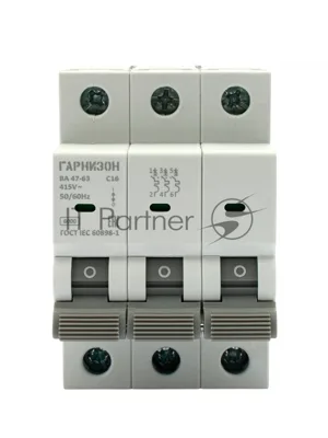 Автоматический выключатель Гарнизон CB-4763-3-16-4.5-C, ВА 47-63, 3P, 16А, 4.5кА (C)