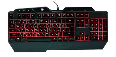 Проводная игровая клавиатура Gembird KB-G450L, полноразмерная, 104кл+4доп, 12Fn, подсветка 3 цвета, подставка для тел, 1.5м, черная