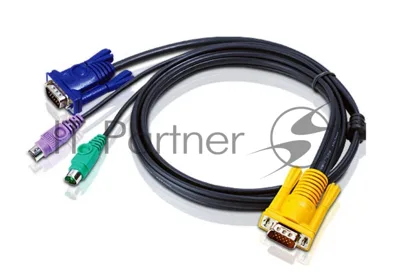 Кабель ATEN KVM Cable 2L-5206P -Кабель для KVM: 2xPS/2(m)+DB15(m) (PC) -на- SPHD15(m) (KVM), 6м