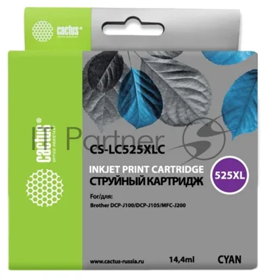 Картридж струйный Cactus CS-LC525XLC голубой (14.4 мл) для Brother DCP-J100/J105/J200