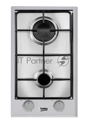 Газовая варочная поверхность Beko HDCG 32220 FX, 2 конфорки, нержавеющая сталь, 3900 Вт