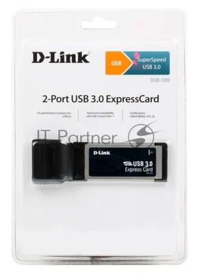 Адаптер D-Link DUB-1320 2-портовый USB 3.0 для шины ExpressCard