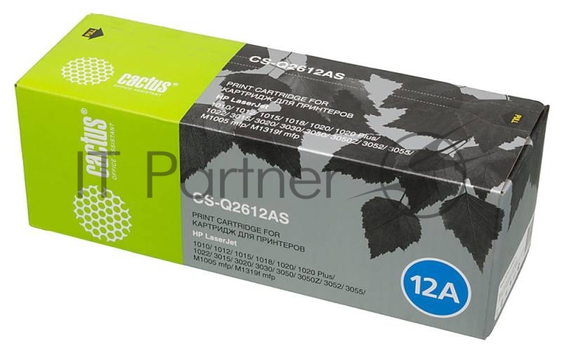 Картридж лазерный Cactus CS-Q2612AS (тип Q2612AS) черный (2000 стр.) для HP 1010/1012/1015/1018/1020/1020Plus/1022/3015/3020