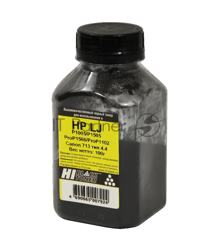 Тонер Hi-Black для HP LJ P1005/P1505/ProP1566/ProP1102/Canon 713 (Hi-Black) Тип 4.4, 100 г, банка