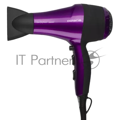 Фен Polaris PHD 2077i фиолетовый/черный, 2000 Вт, компактный, ионизация