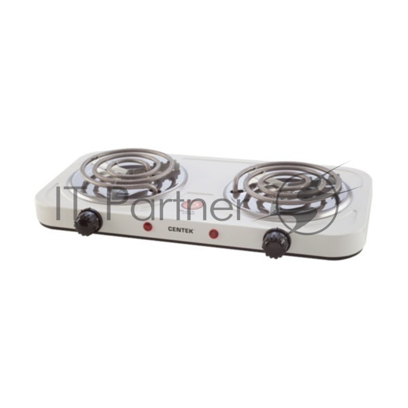 Плита настольная электрическая Centek CT-1509 белый, 2 кВт, ТЭН, конфорки - 2, эмаль, поворотные переключатели