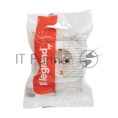 Розетка с заземлением с защитными шторками (Белая) Legrand 782220