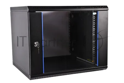Шкаф телеком. настенный разборный 6U (600х520) дверь стекло, черный (ШРН-Э-6.500-9005)