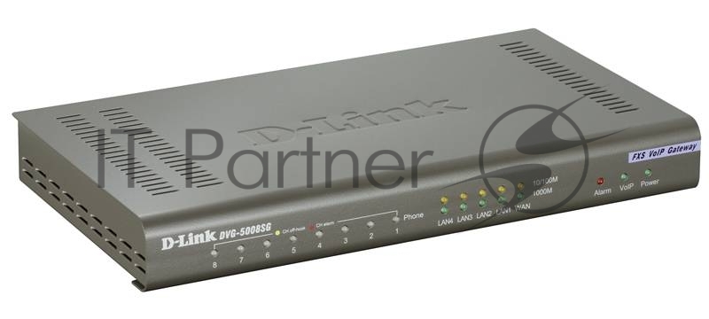 Интернет-телефония D-Link DVG-5008SG/A1A Голосовой шлюз с 8 FXS-портами, 1 WAN-портом 10/100/1000Base-T и 4 LAN-портами 10/1000Base-T