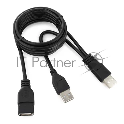 Кабель удлинитель USB 2.0 2xAM/AF 1.8м Gembird PRO, позол.конт., черный, пакет