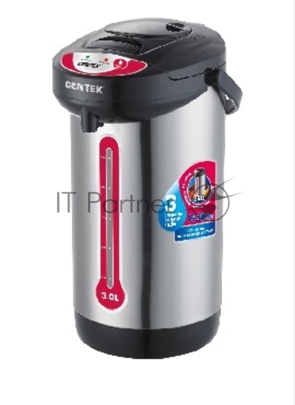 Термопот Centek CT-0080 черный, 3л, 600Вт, 3 способа подачи воды, корпус из нержавеющей стали