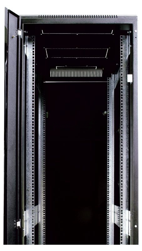 Шкаф телекоммуникационный напольный 42U (600x600) дверь стекло, черный (ШТК-М-42.6.6-1ААА-9005) (3 коробки)