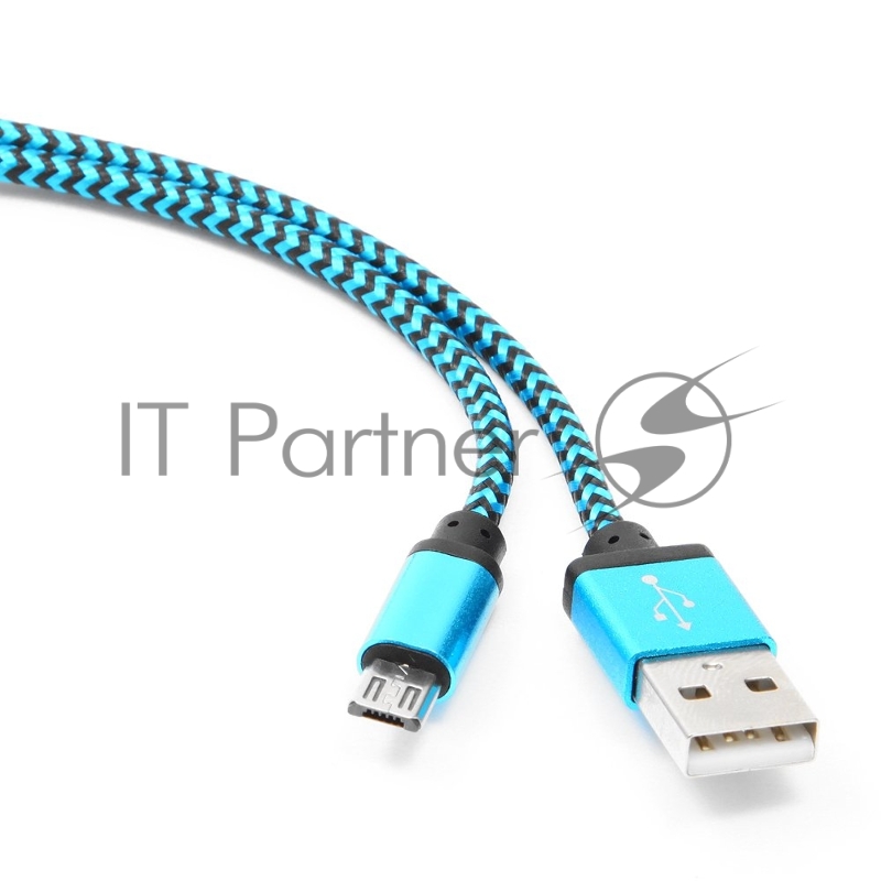Кабель Gembird USB 2.0 Cablexpert AM/microBM 5P, 1м, нейлоновая оплетка, алюминиевые разъемы, синий, пакет