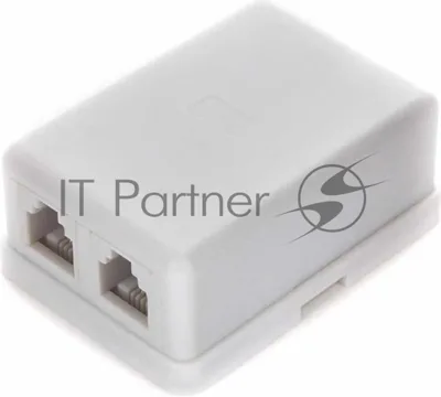 Розетка телефонная TA-102 RJ-11 (6P4C) внешняя 2 порта, белый
