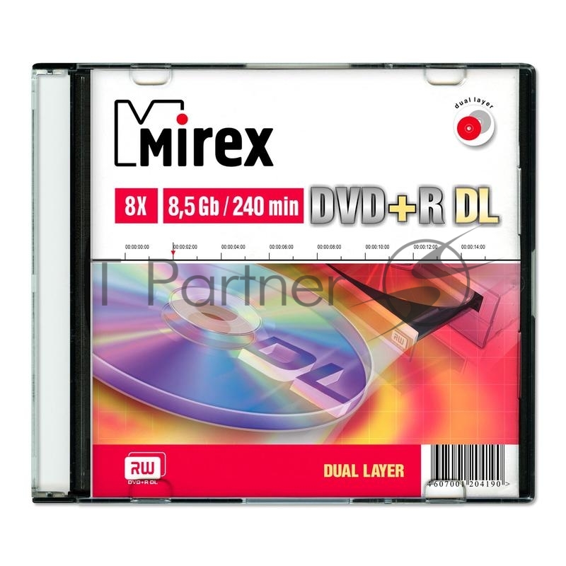 Диск DVD+R Mirex 8.5 Gb, 8x, Slim Case (1), Dual Layer (1/50)