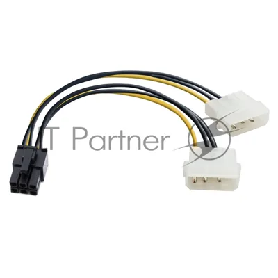 Переходник питания PCI-Express 6pin (от 2х разъемов Molex (IDE) блока питания), 15 см ExeGate EX138937RUS