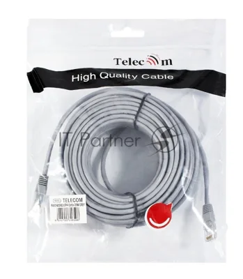 Патч-корд 20м "Telecom" UTP кат.5е RJ45, литой, серый, NA102--20M