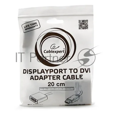 Переходник DisplayPort - DVI Cablexpert A-DPM-DVIF-002-W, 20M/19F, белый, пакет