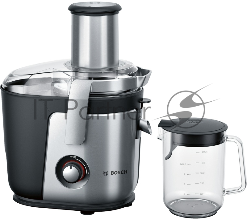 Соковыжималка Bosch MES4010 серебристый/черный, центробежная, 1200 Вт, 1500 мл, механическое